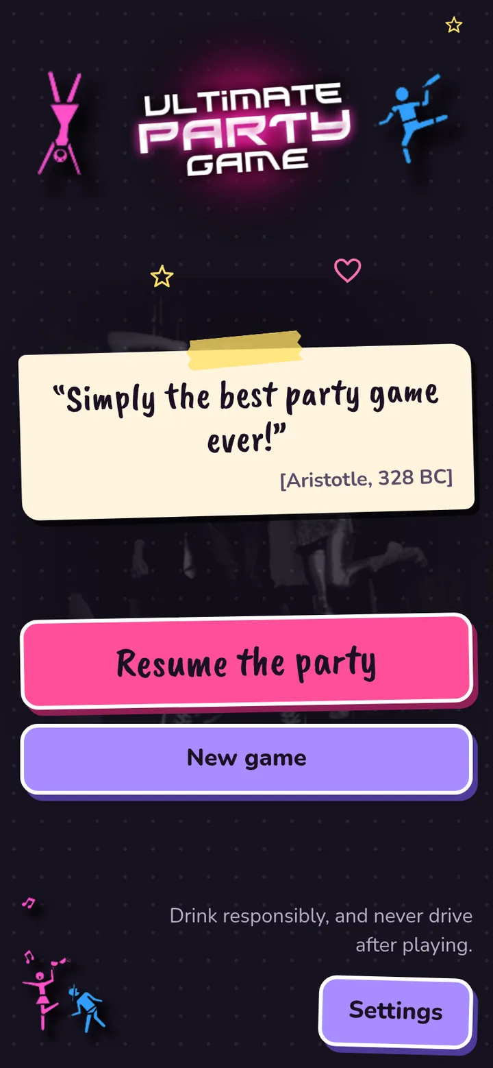 Ultimate Party Game welcome screen